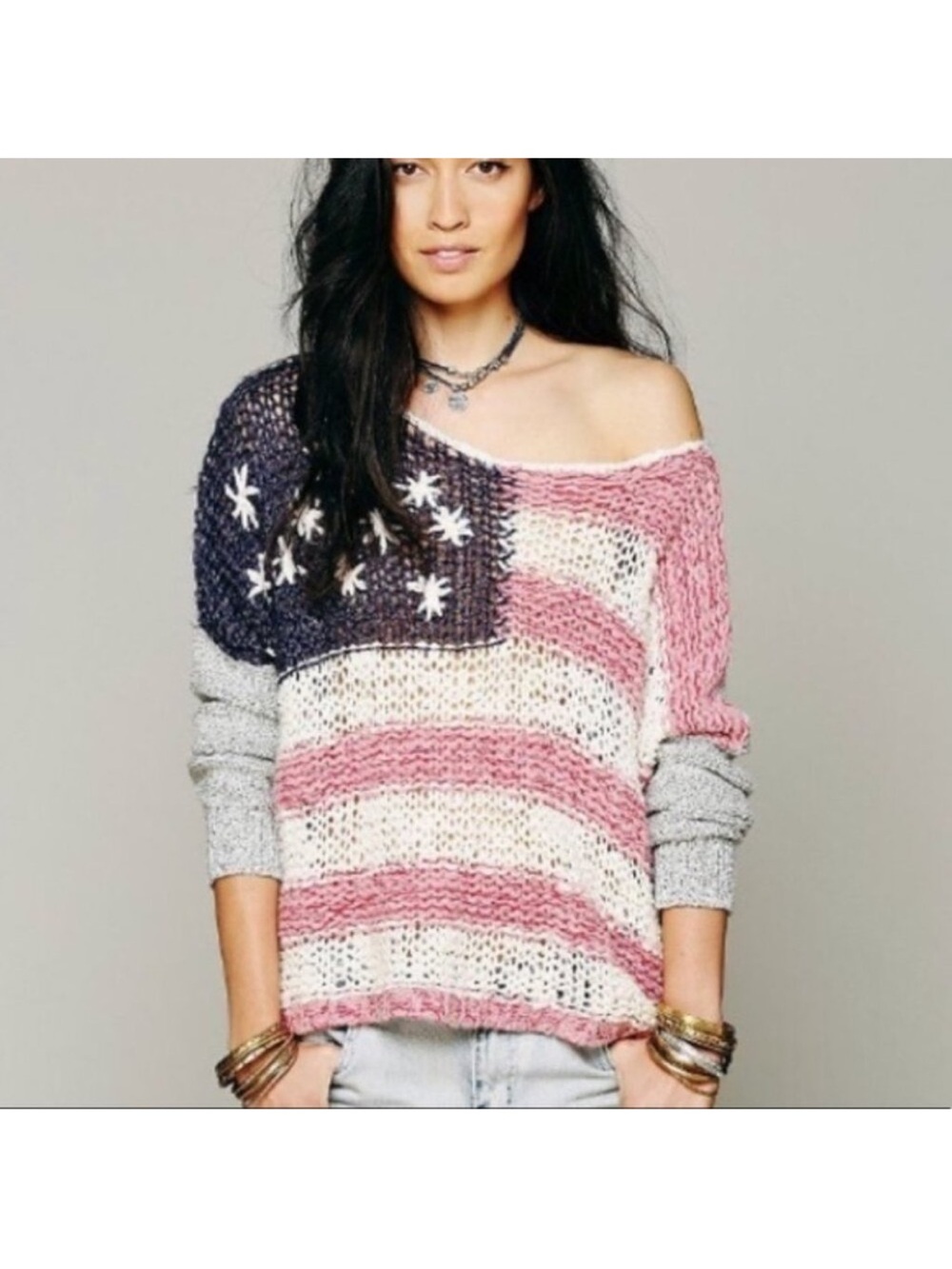 Free People American Flag Sweater